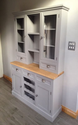 Painted kitchen dresser witha wine rack