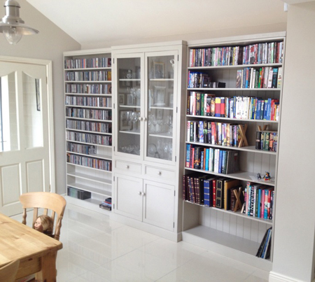 Breakfront bookcase with glazed display unit