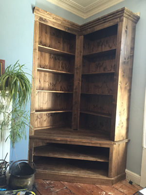 Corner TV Alcove Unit, Stained Dark Oak 