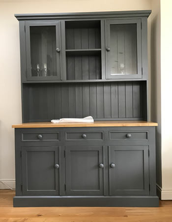 Large hand made to order Painted Charcoal Half Glazed 5ft Dresser 