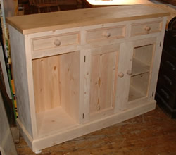 Sidebaord with single glazed door, panel door & a open section